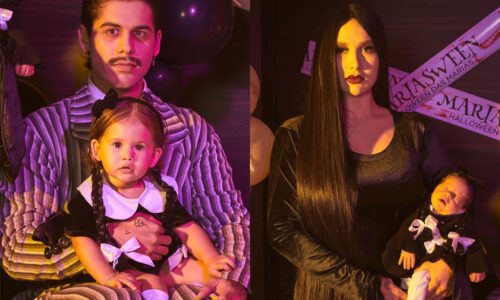 Zé Felipe e Virgínia se fantasiam de Família Addams com as filhas