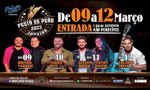 23ª Festa do Peão de Jandira receberá Bruno & Marrone, Murilo Huff, Gustavo Mioto, Yasmin Santos e Eduardo Costa