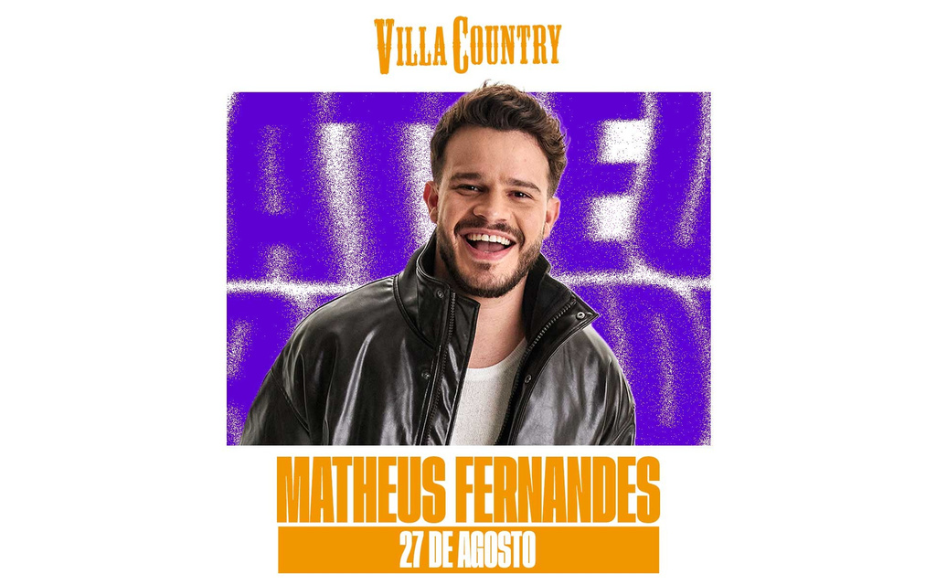 Matheus Fernandes, sucesso com hits como “Lapada Dela” e “Baby Me Atende”, se apresenta no Villa Country